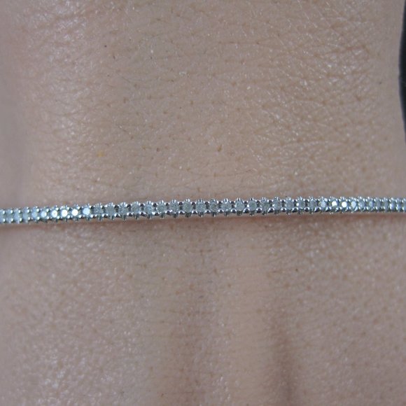 14K ROSE Gold Vermeil Sterling Diamond Bangle Bracelet 7 Inches Macys - Picture 16 of 16